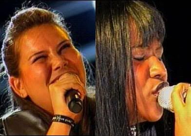 Daniella Silveira e Raquel Silva cantara a música Eu Vou Seguir no Ídolos