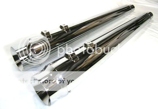 Our Choppers Cycle 4 Coned Slip on Mufflers shown with our 4